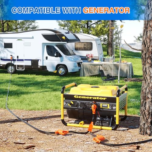 Image of Nilight 50 Amp to 50 Amp RV Y Splitter Adapter Cord 50A Male Plug to Two 50A Female Outlet NEMA 14-50P 14-50R Pure Copper STW 10 AWG Heavy Duty Cable for RV Camper Generator