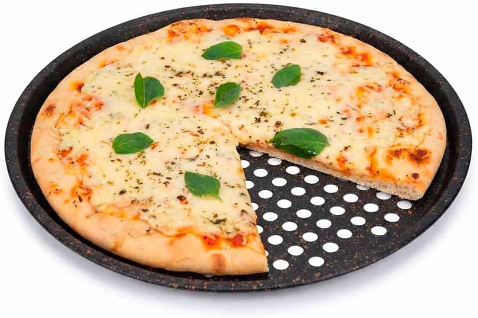 Mimo Style, Assadeira Perfurada Essence em Aço Carbono Resistente para Pizza Crocante de 33 cm