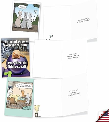 Miniatura 3 de NobleWorks - Juego de 20 divertidas tarjetas de felicitación de cumpleaños con sobres (4.63 x 6.75 pulgadas) paquete variado de humor para adultos