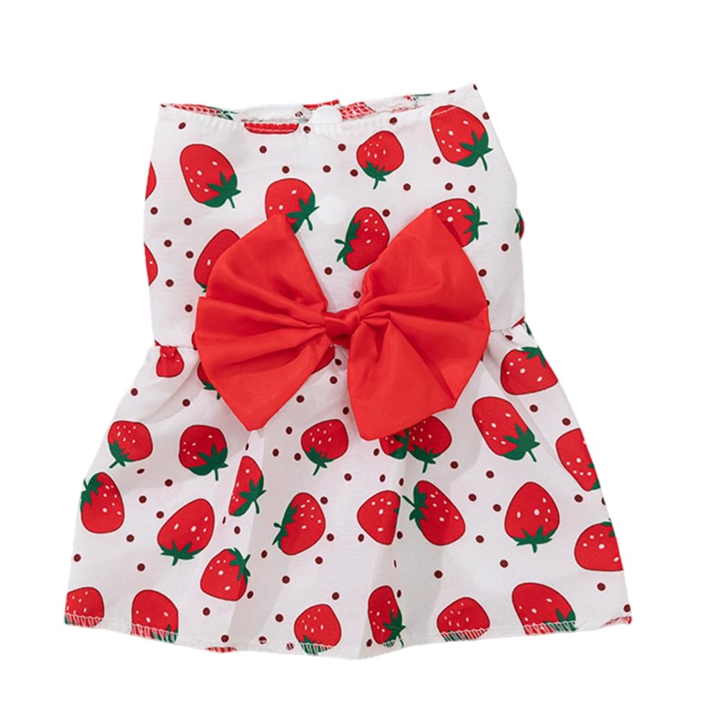 Dog Dress Pet Camping Flowers Print Dress Pet Dress Dog Bowknot Decors Skirt Cats Dress Dog Clothes for Small Dogs Girl