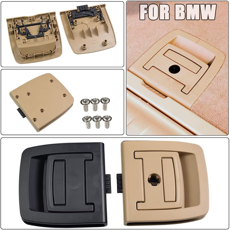 Car Rear Trunk Tail Cover Bottom Plate Mat Floor Carpet Trunk Handle Key Hole for BMW 5 Series E61 X5 X6 E70 E71 51476958161 (Black No Lock Hole)
