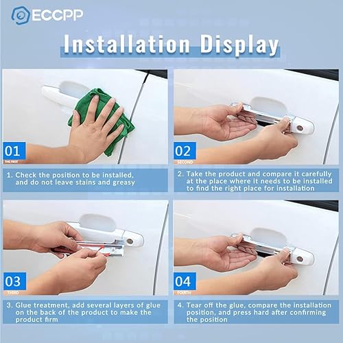 Miniatura 7 de ECCPP Fundas exteriores para manija de puerta 2014-2018 para Toyota Corolla de repuesto, 4 unidades, cromadas, exteriores para lado del conductor y