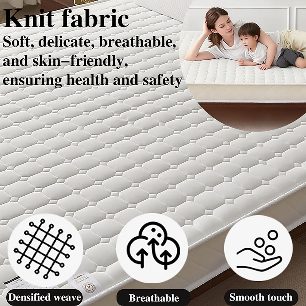 Genérico Colchón De 5 Cm/8 Cm De Grosor, Futón Japonés Plegable Y Portátil para Exteriores, Tatami Transpirable, Colchón De Suelo Enrollable para Invitados Acampar Dormir,White 5cm,80x190cm