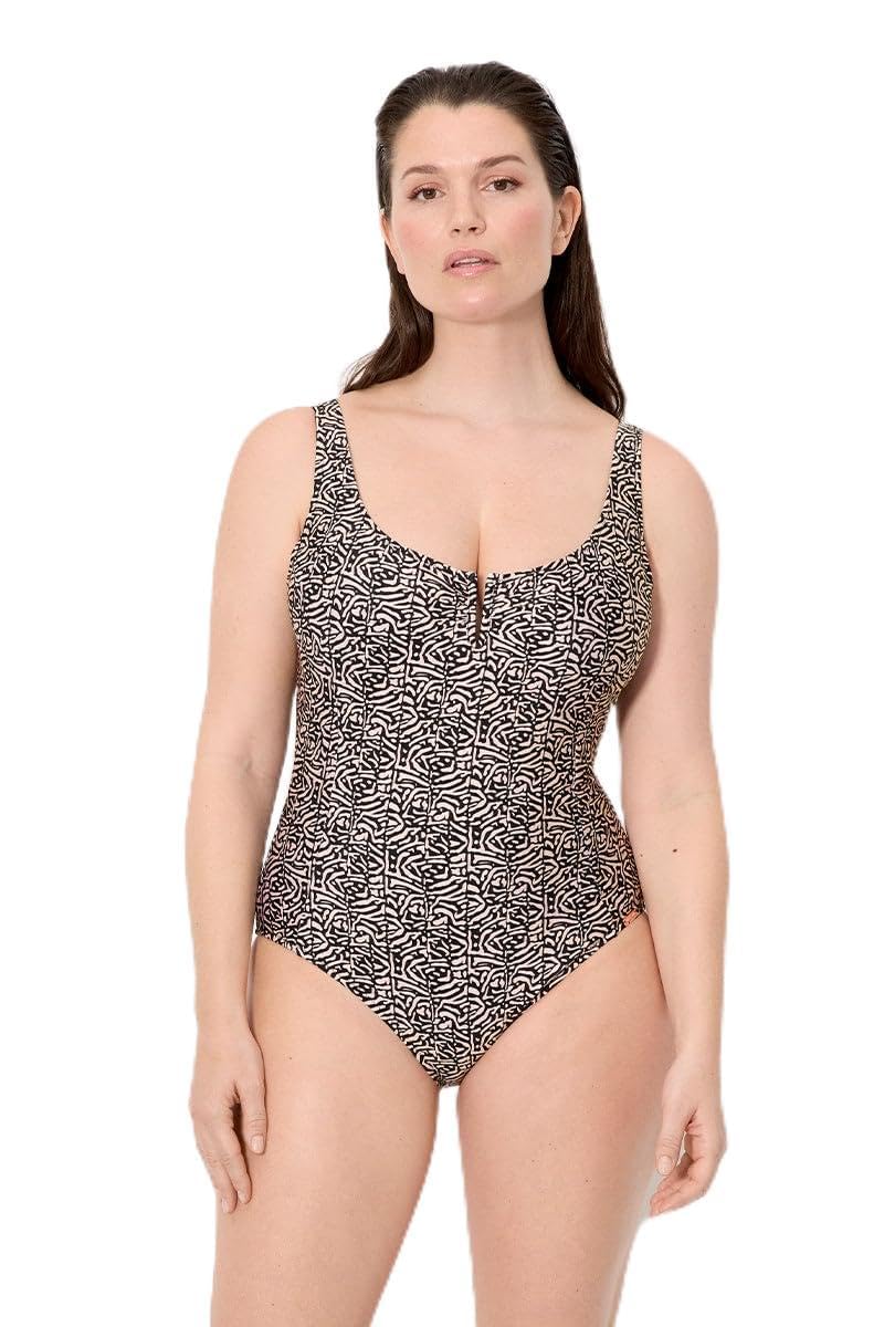 YSABEL MORA Bañador Reductor Estampado con Brillo Copa C Coast. Bañador Reductor de Pecho y Abdomen con aro sin Relleno. Tirantes Anchos Regulables para Mejor Ajuste. Colección Coast.