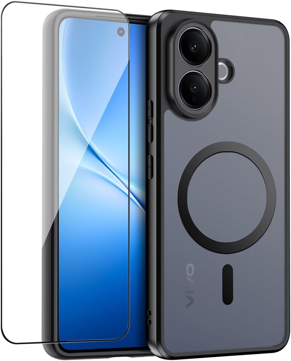 Magnetic Case for vivo V60 Lite & vivo V70 Lite & vivo T5 Pro with Screen Protector,Compatible with MagSafe Black