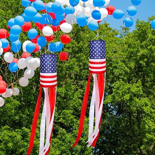 EBaokuup 2Pcs 40 Inch American US Flag Windsock Stars and Stripes for Flag Day and 4th of July Decorations Outdoor