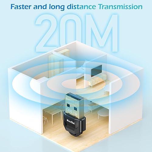 Miniatura 4 de Adaptador Bluetooth para PC 5.3, Maxuni USB Bluetooth Dongle 5.3 EDR adaptador para portátil, teclado, ratón, auriculares, altavoces, Bluetooth de