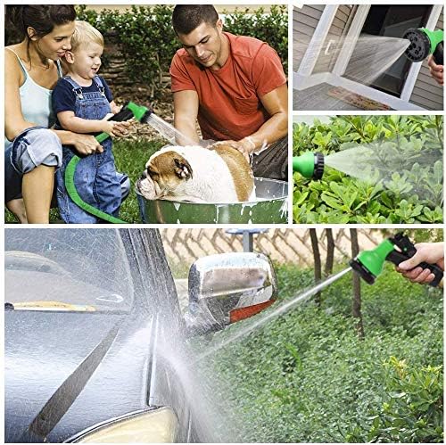 MTB Supply Expandable Garden Hose, 100-ft (Green) Lightweight Flexible Garden Water Hose with Spray Nozzle and 3/4” Solid Brass Fittings