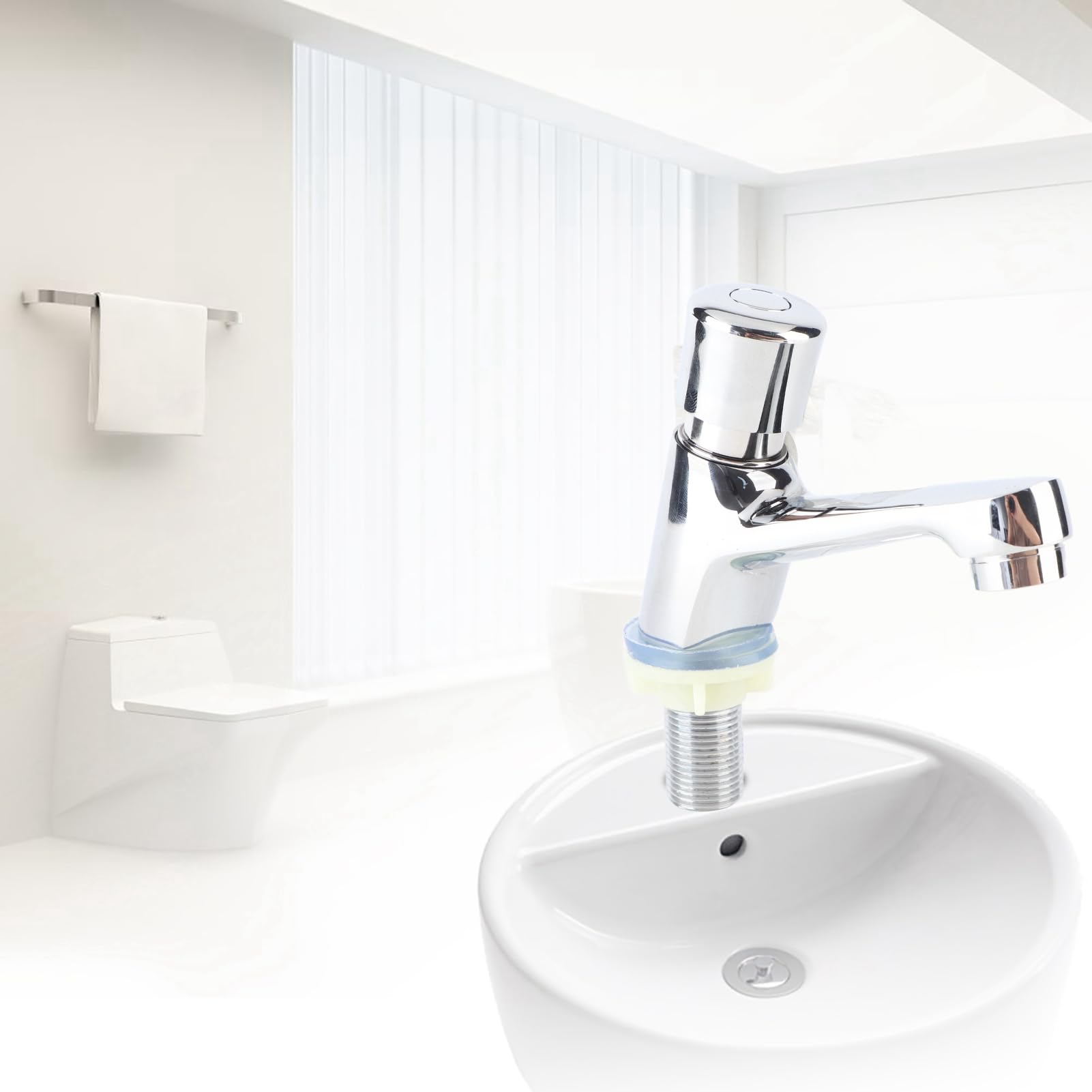 Water Saving Time Delay Faucet Public Ktchen Bathroom Chrome Plated Self Closing Water Saving Time Delay Basin Sink — view 6