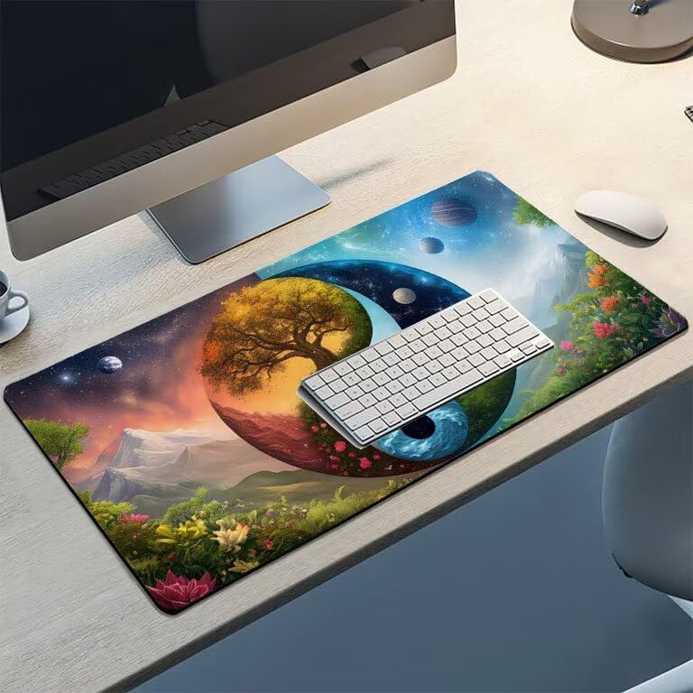 Tappetino Mouse Gaming XXL 1600 x 800 mm Tappetino Antiscivolo Sottomano Da Scrivania Per Mouse e Tastiera, Con Base In Gomma Antiscivolo, Lavabile, Mouse Pad Albero della vita, Regalo per Uomo L-867