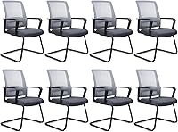Vista 10 de CLATINA Silla de oficina para invitados con soporte lumbar y respaldo medio de malla serie Space Air Grid para recepción o sala de conferencias, Gris
