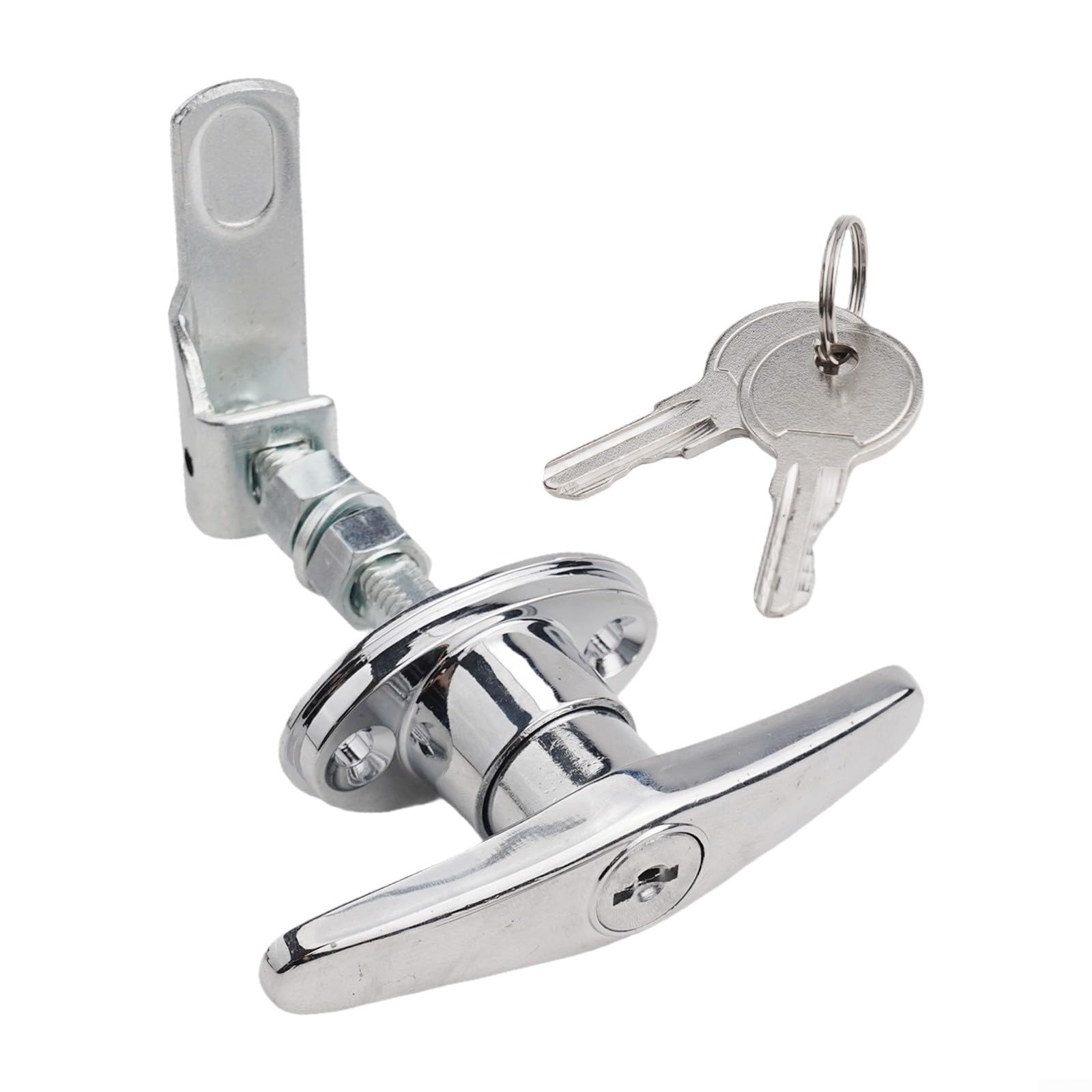 T-Handle Lock Zinc Alloy Garage Door Lock Gate Handle with 2 Keys Rear Fixing Lock Tool Box Garage Door Lock, for Trailer for Caravan Canopy