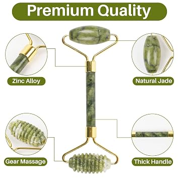 shenghang Emerald Facial Roller Massager Anti-Wrinkle and Relieve Edema Facial ridged Roller Natural Xiuyan Jade rejuvenates the Skin (Green)