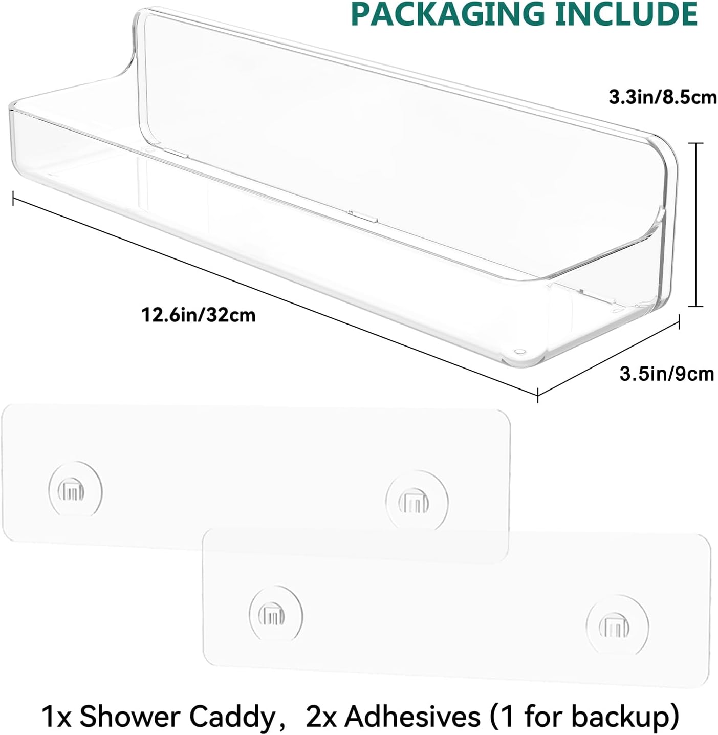 Shower shelves, Adhesive Clear Acrylic Bathroom Shower caddy Organizer, Transparent No Drilling Wall Mount Bathroom Storage - Image 3