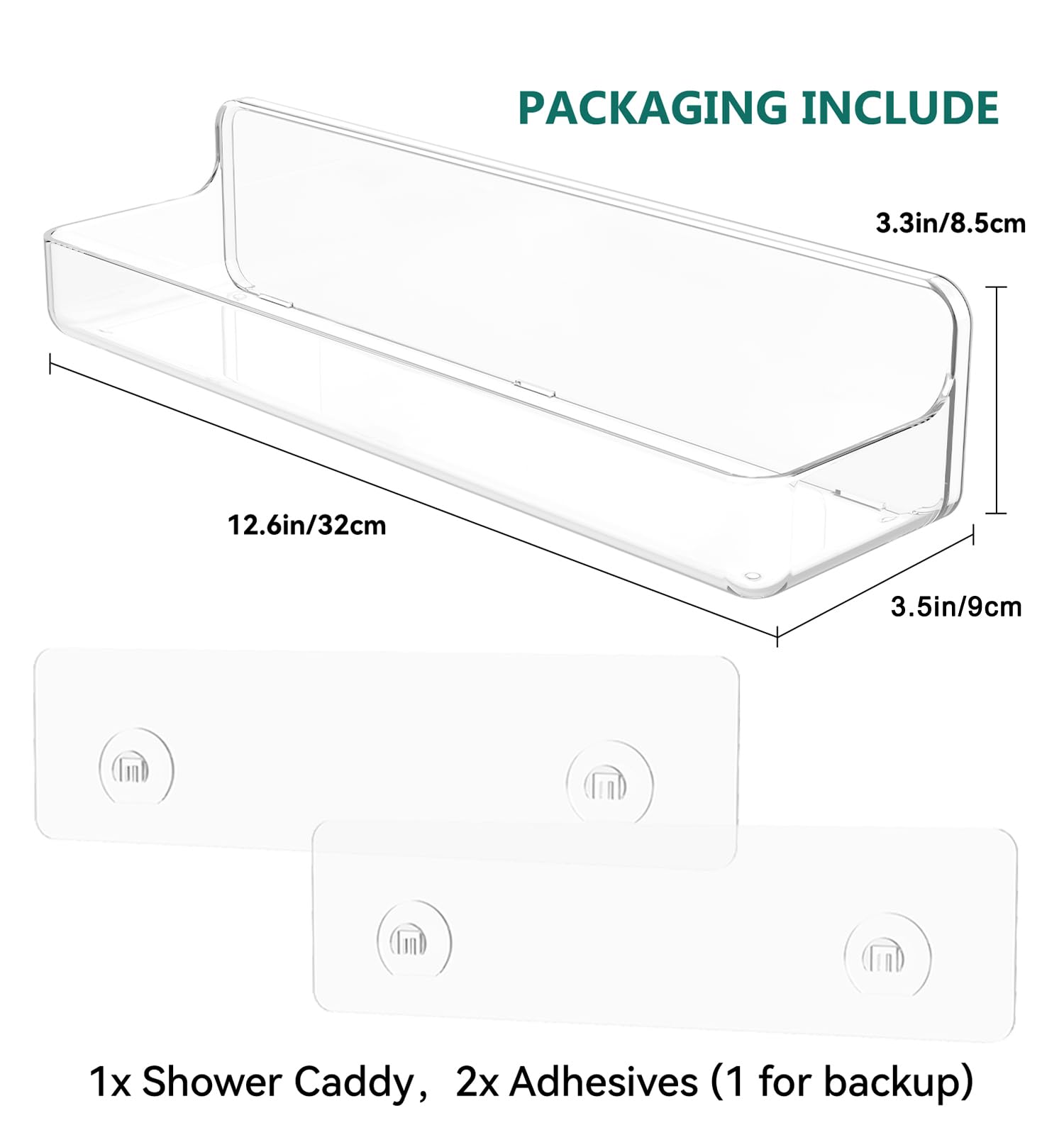 Estantes de Ducha, Organizador de Ducha de acrílico Transparente Adhesivo para baño, Transparente, sin taladrar, Almacenamiento de Ducha de Montaje en Pared