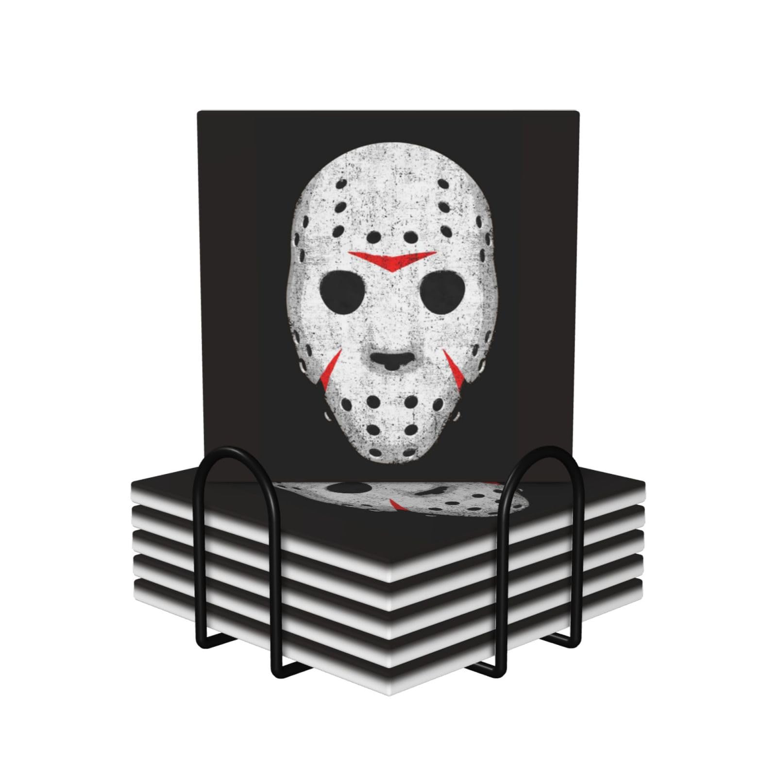 Horror Skull Print Set di 6 sottobicchieri in ceramica - Accessori eleganti per la cucina e la casa