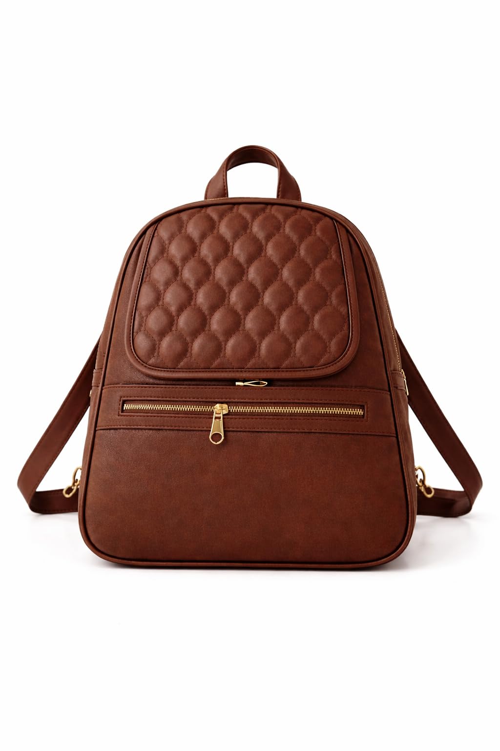 Women Stylish Mini Backpack Purse | Leather Look Quilted Backpack for Girls | College, School, Travel & Daily Use | Lightweight Fashion Bag with Gold Zipper (Brown)-picture-54