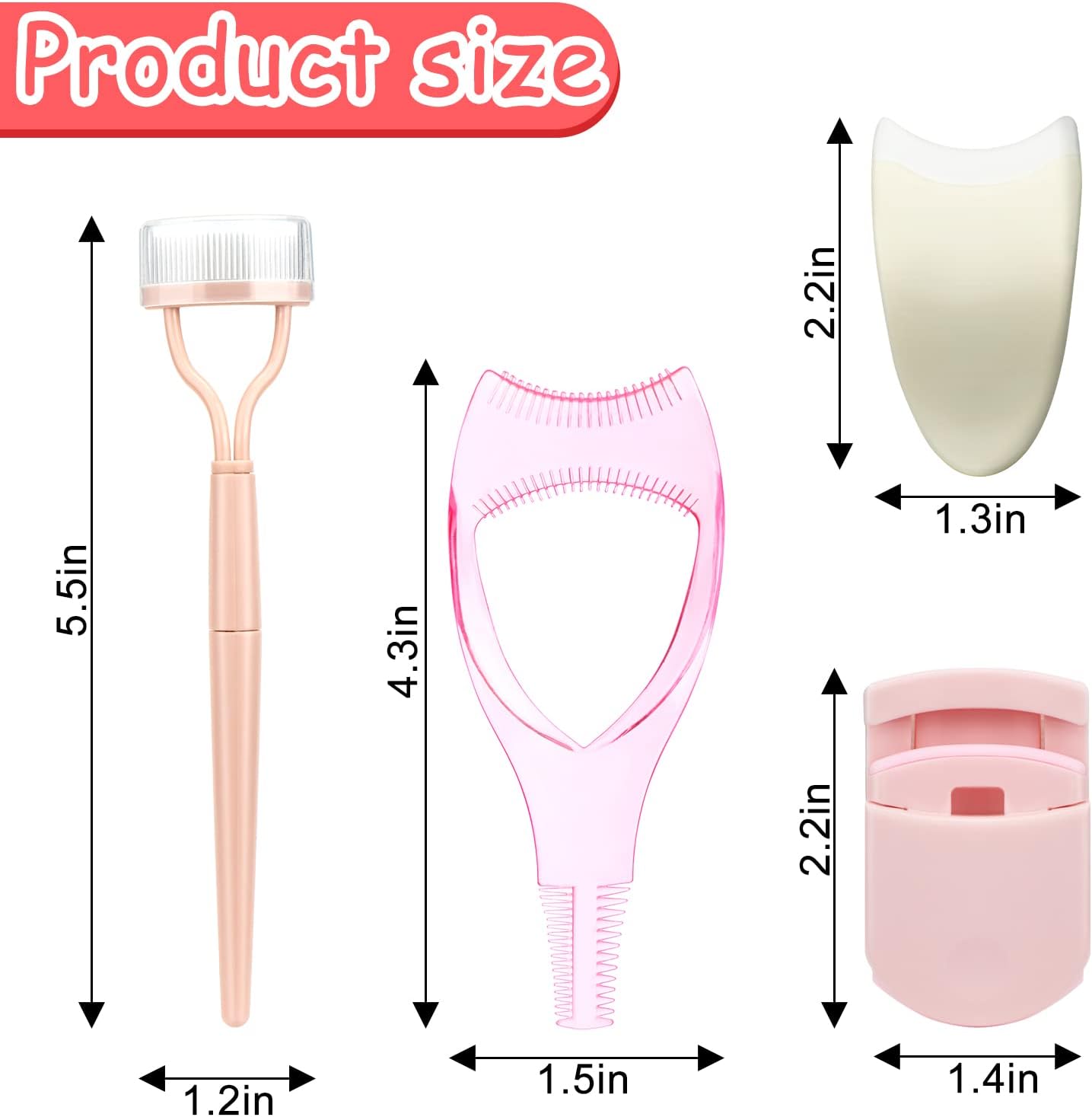 Juome 4 in 1 Eyelash Applicator Tool Kit, False Lash Clip Applicator Portable Eyelash Curlers Eyelash Separator Tool Mascara Comb Lash Buddy Set for Women Girls