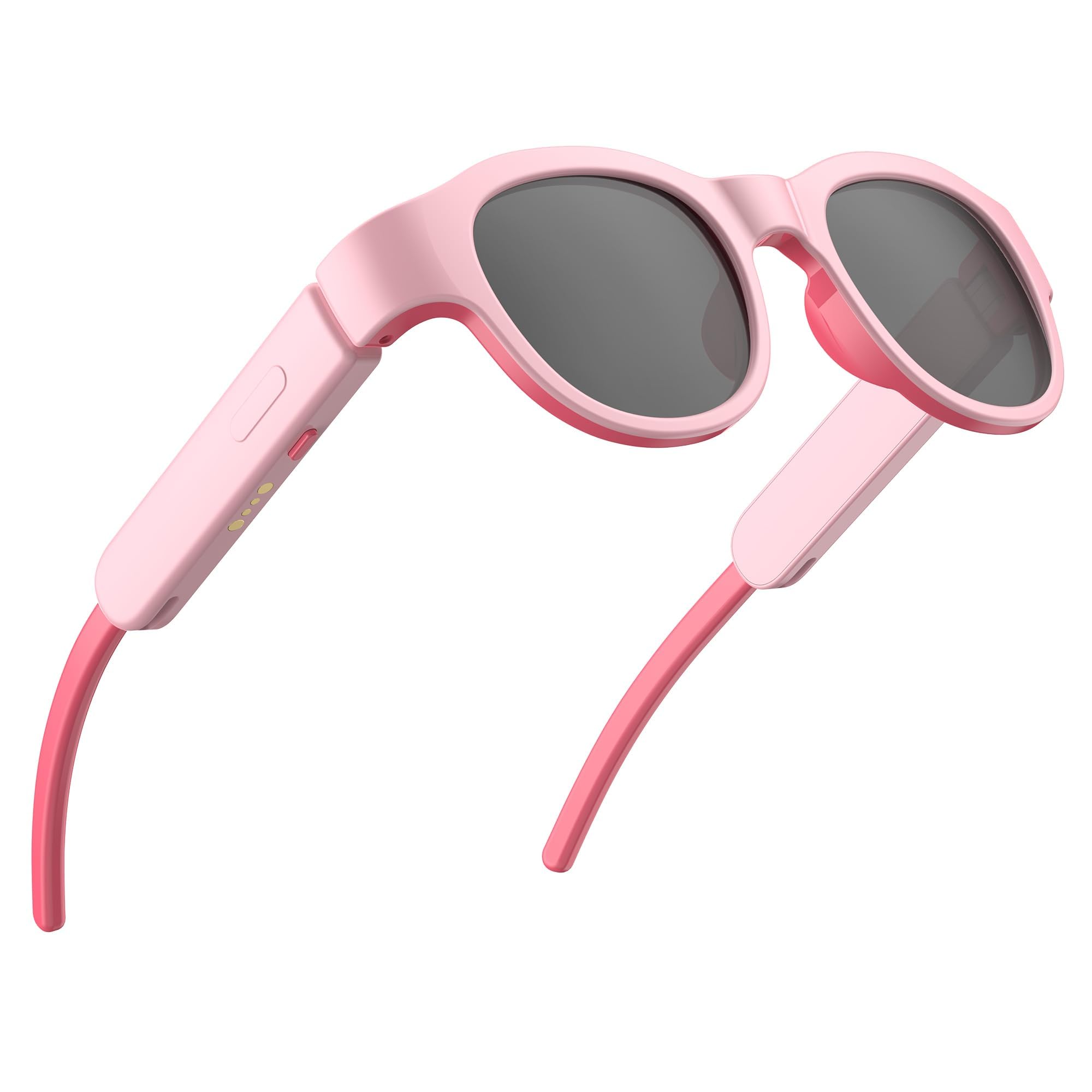 Kids Bluetooth Sunglasses for Boys & Girls 6-12, Smart Polarized UV400 Glasses (Pink)-image-12