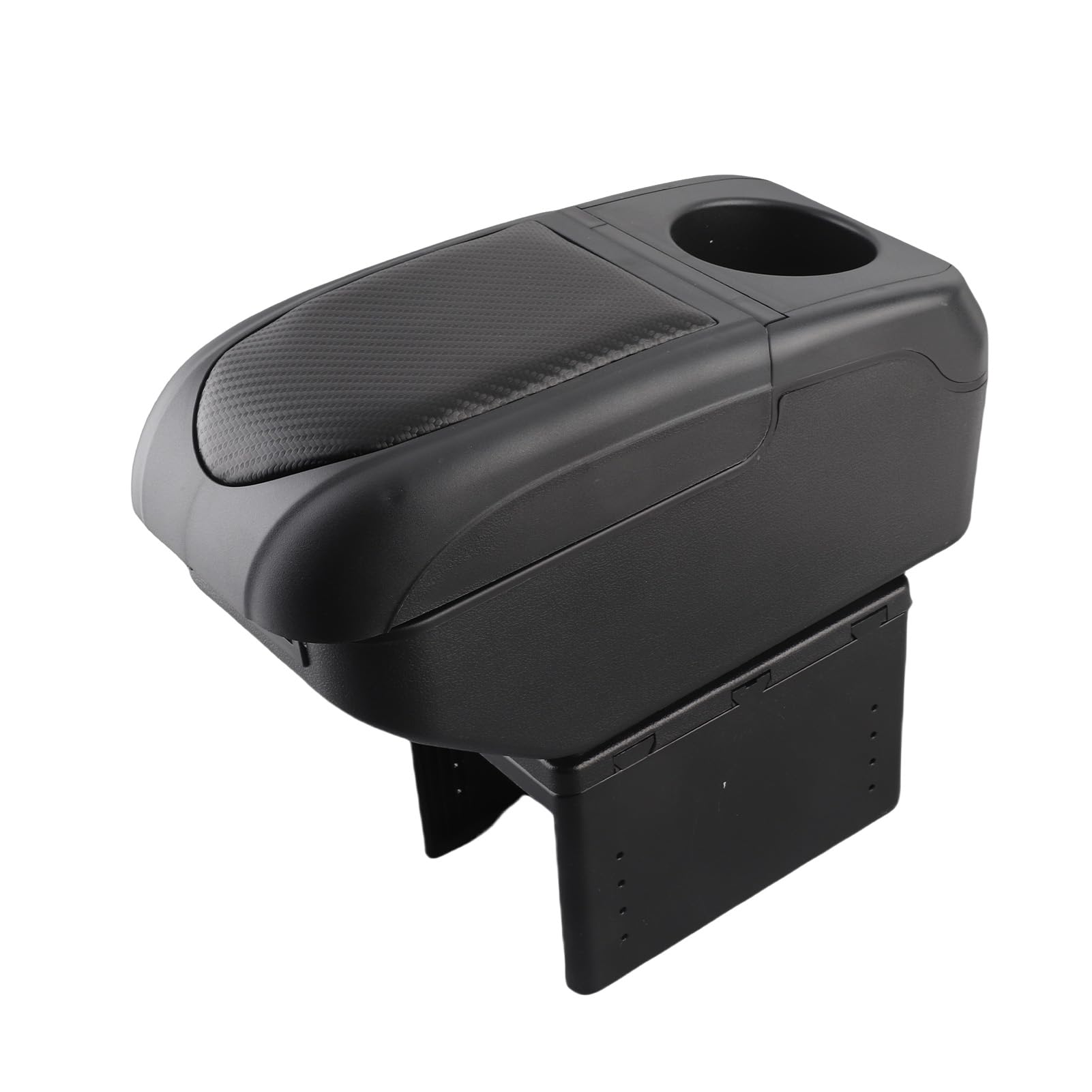 Consola con Reposabrazos Deslizante Ajustable |Organizador Premium de ABS de Doble Capa con 6 Puertos USB (Black)