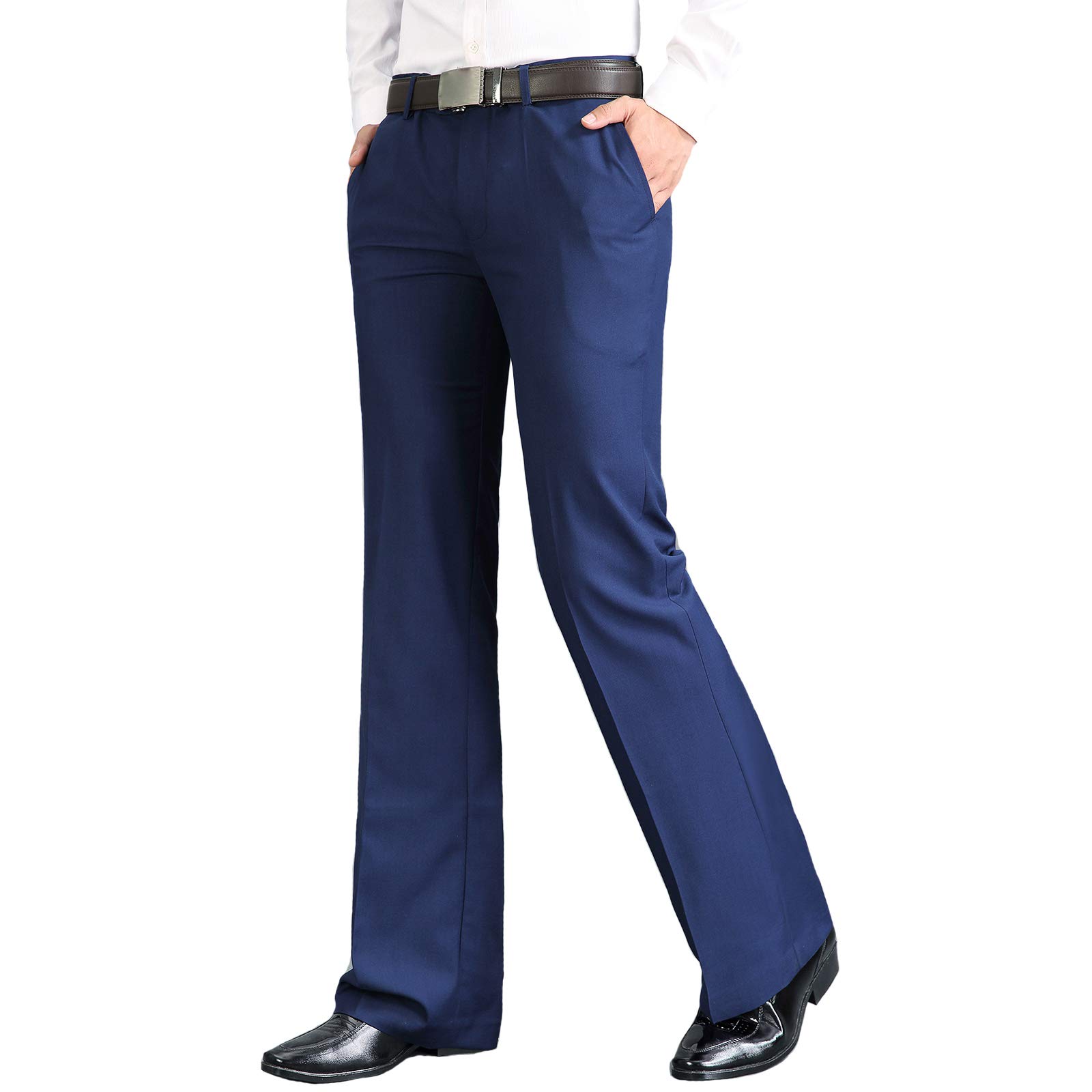 HAORUN Men Bell Bottom Pants Vintage 60s 70s Flare Formal Dress Trousers Slim Fit