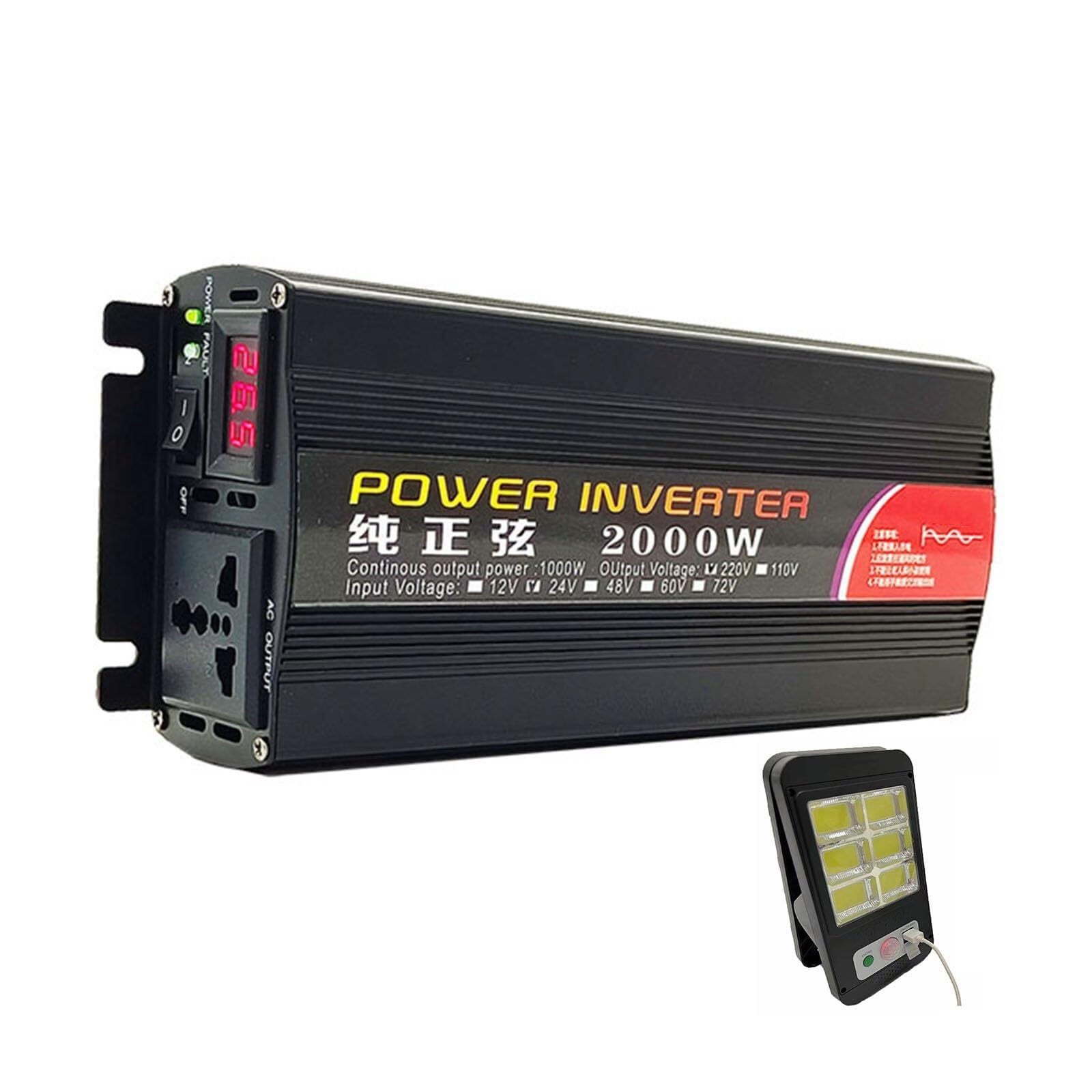 NVSFZGIYG 1000W/2000W/3000W Pure Sine Wave Inverter DC 12v 24v 48v 60v to AC 220v Home Smart Converter Car(2000W,48v-220v)