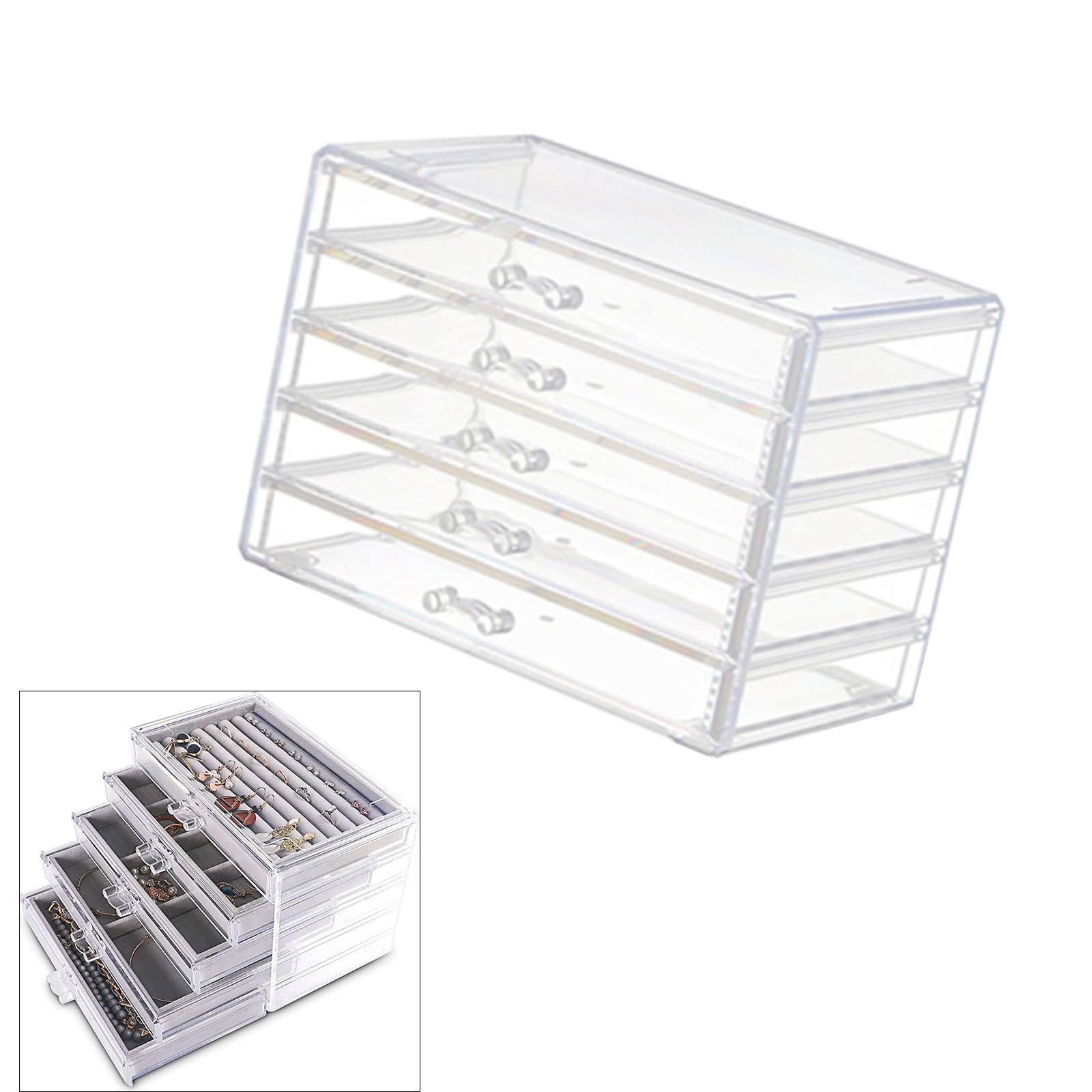Make up und Schmuckschubladen Organizer aus Acryl, Schönheitsbehälter mit mehrschichtigem Design für Zuhause und den Schminktisch, Schminkschubladen Organizer