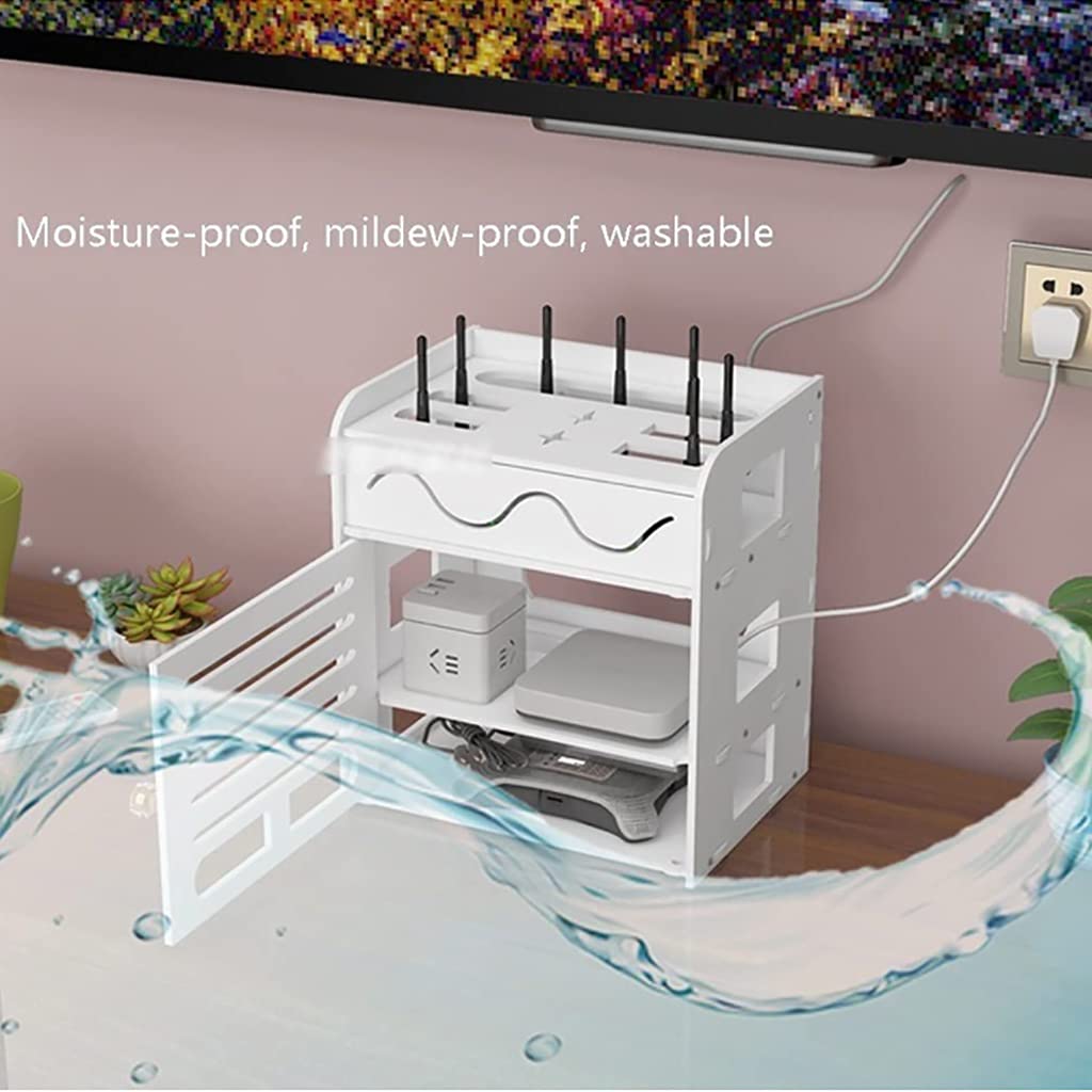 Pudełko do zarządzania kablami PVC Router WiFi Ornizer Set Top Box Rozwiązanie do przechowywania Biały Wiele rozmiarów (24 x 18 x 19 cm) Uporządkuj kable i ulepsz wystrój domu