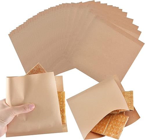 100 bolsas pequeñas de 6 x 6 pulgadas bolsas de papel kraft desechables para soportes de concesión barras de aperitivos