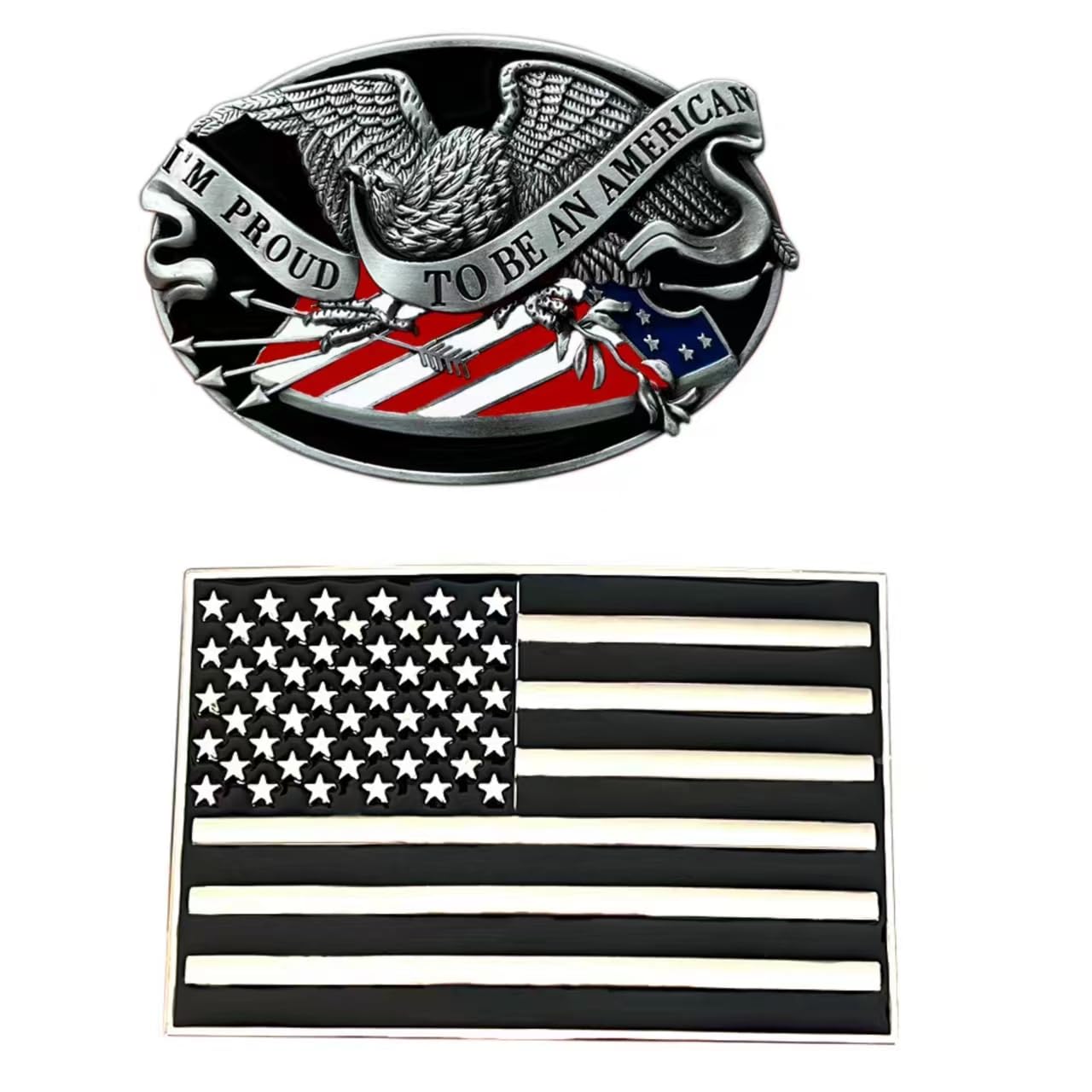 Native American Flag Belt Buckles, 2 Pieces, 2 Styles, Eagle Design