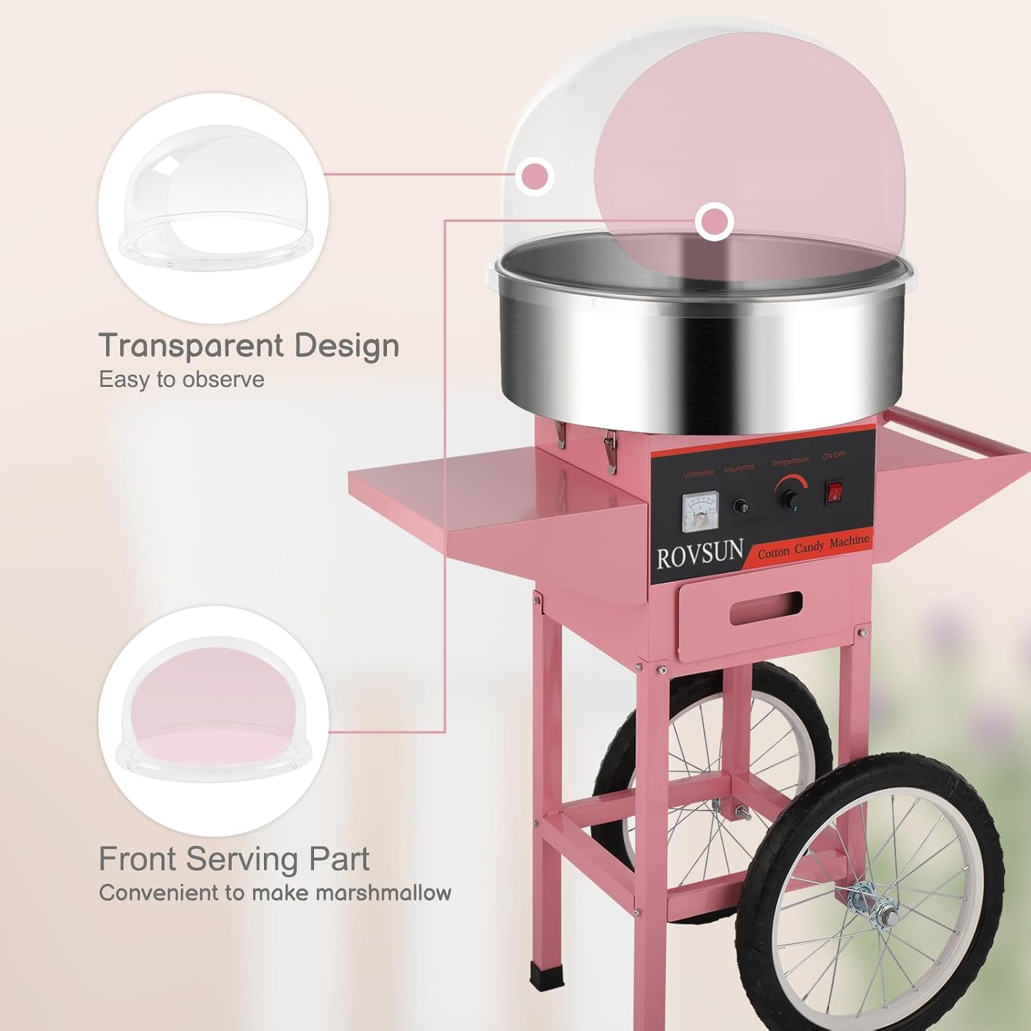 Cotton Candy Machine Cover - 21 Inch Clear Cotton Candy Bubble Shield for Commercial Candy Floss Machine Bowls, Cotton Candy Maker Cover Made by Acrylic