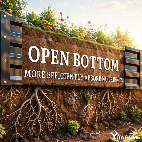 YITAHOME 6x3x1ft 2pcs Large Raised Garden Bed Kit, Galvanized Metal Planter Box with Gloves, Ground Nails, Support Rod, Outdoor Above Ground Planters for Plants Vegetables Flowers, Black by YITAHOME - Used condition - Image 4