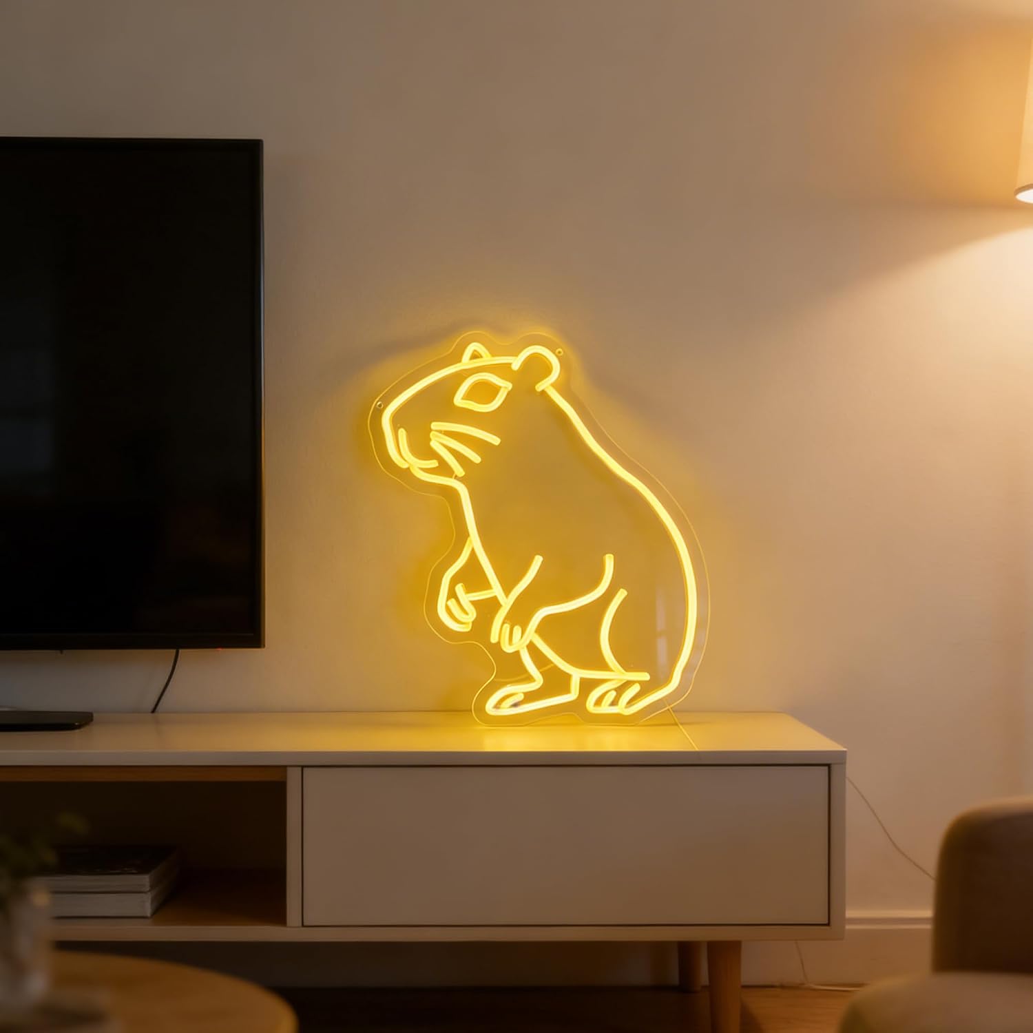 Capybara Neon Sign Night Light for Kids Capybara Lamp Boys Room Decor LED Light for Bedroom USB Powered,Cute Capybara Light Party Decor Birthday Gift for Kids