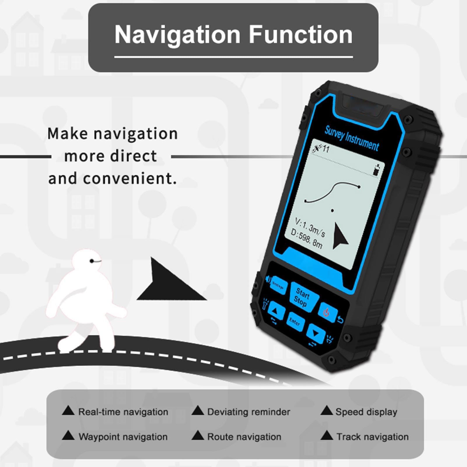 Land Survey Meter, Mini Portable Handheld Area Measurement Tool GNSS 2.4in Screen Real Time Trail Display with Barometric Height Measurement