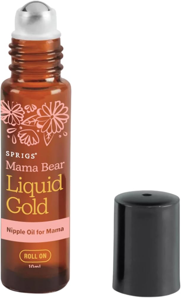 SPRIGS Liquid Gold Nipple Oil, 10ml | Breastfeeding Essentials for Moms | Soothing Organic Calendula, Rose & Lavender Essential Oils Care for Sore Nipples | Mess-Free Roller | Fully Dry Before Nursing — 사진 1