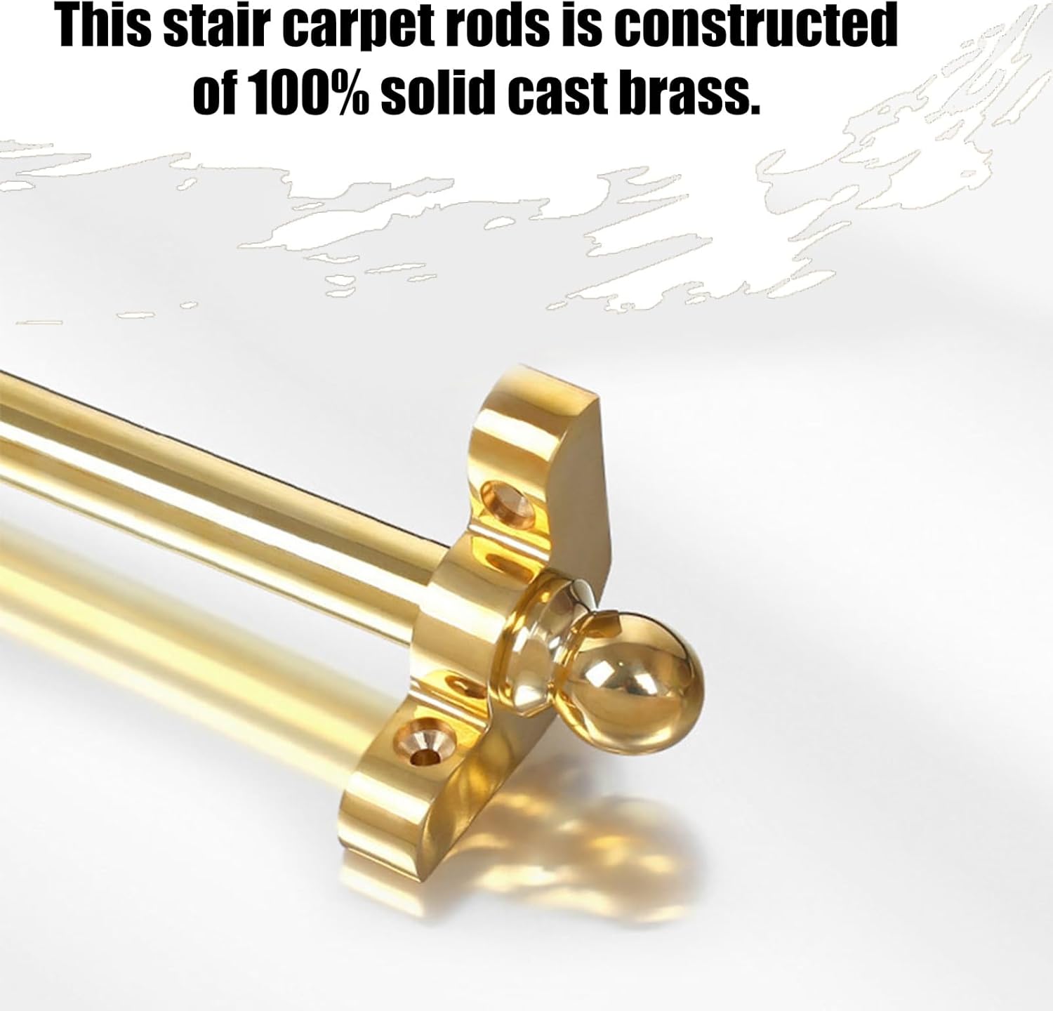 Brass Stair Rods for Carpets 36in Width, Bright Staircases Carpet Rods with Spherical Finial, Easy Install to Secure Stair Carpet (Size : 10 pcs)