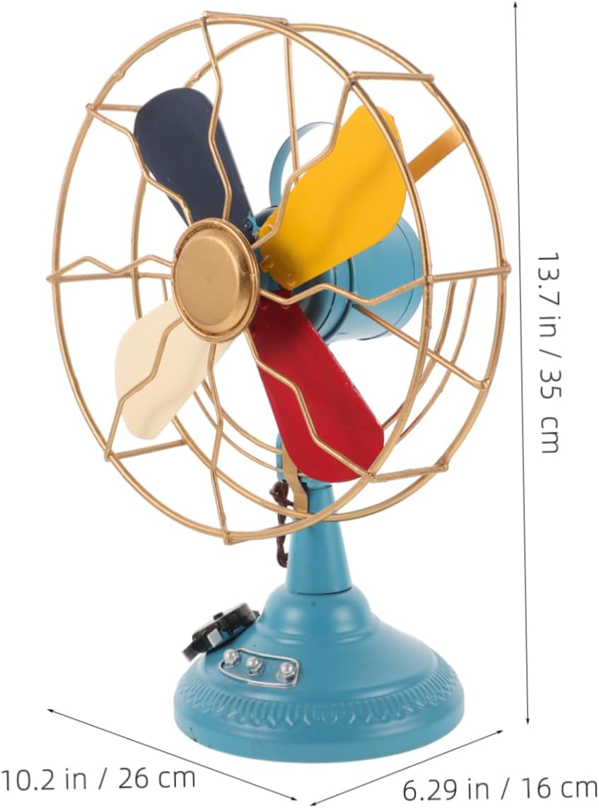 STOBAZA Retro Desk Fan Ornament Vintage Fan Model for Home -catching Retro Aesthetic