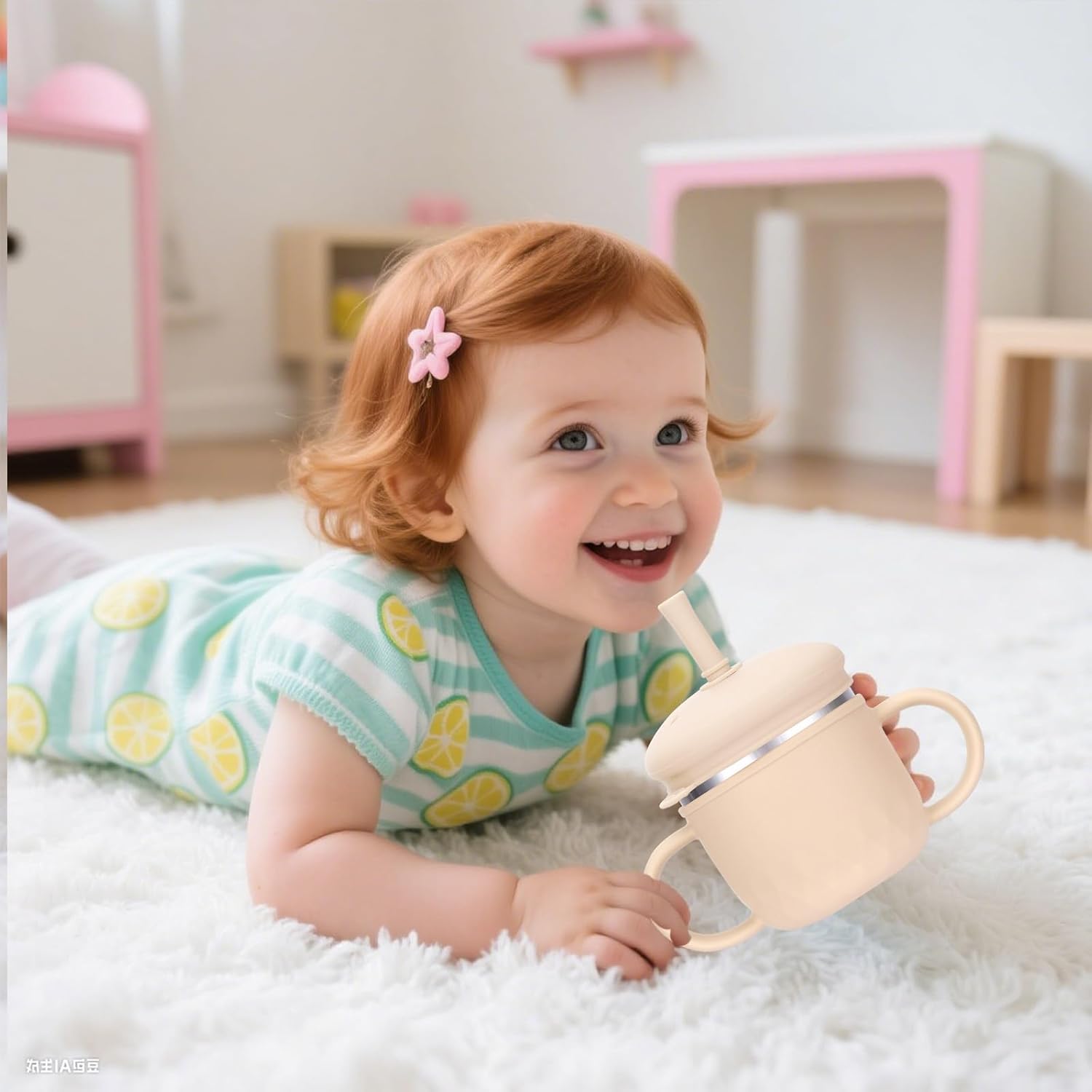 BUSOHA Stainless Steel Toddler Sippy Cup – 8oz Spill-Proof Straw Cup for 6+ Month Babies & Toddlers, 3-in-1 Reusable Travel Cup with Brush – Dishwasher Safe, Kids Drinking Cup,Beige - Image 6