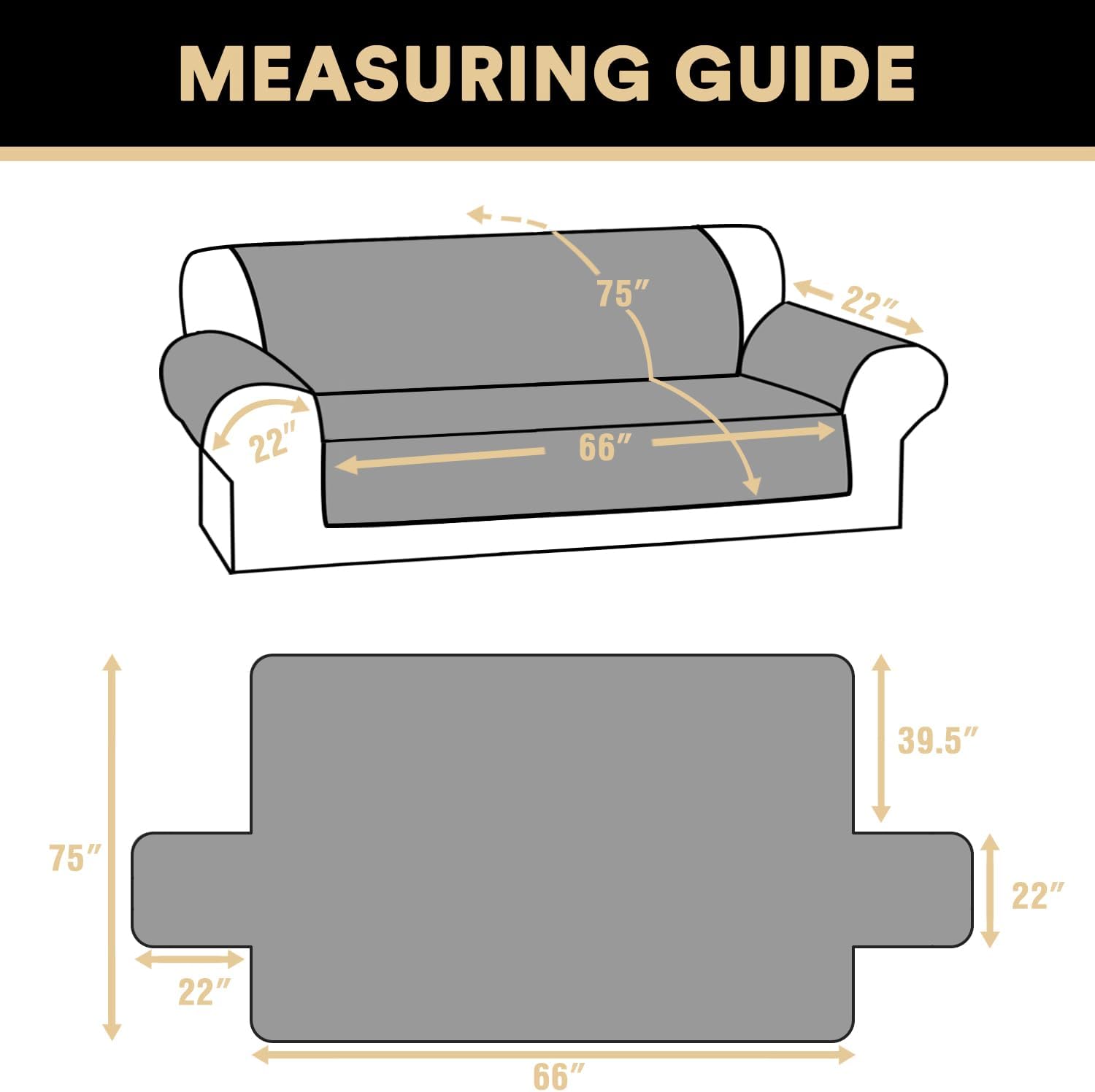 PrinceDeco Couch Cover for Dogs Washable Reversible Couch Covers for 3 Cushion Couch Sofa Pet Friendly Water Resistant Furniture Protector with Elastic Straps(Sofa 66", Ivory) - Image 2