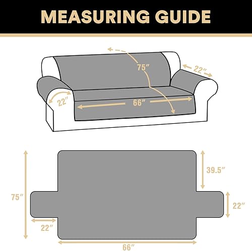 Miniatura 2 de PrinceDeco Funda de sofá para perros, lavable y reversible, apta para mascotas, resistente al agua, protector de muebles con correas elásticas (sofá