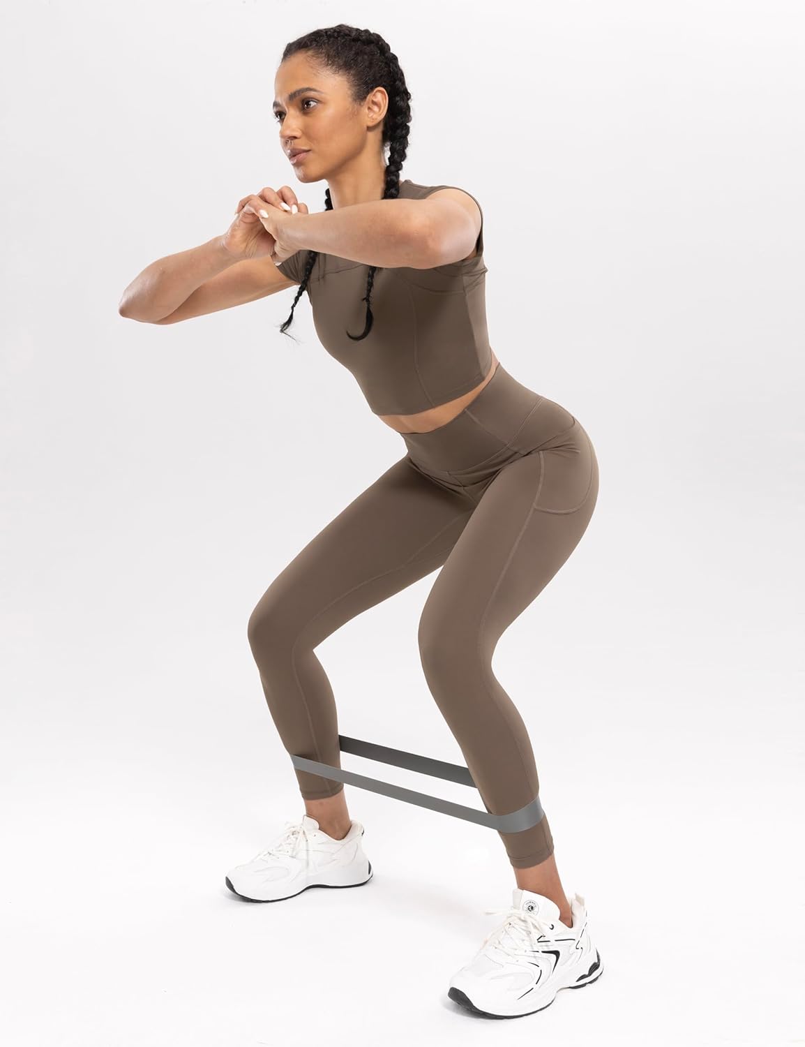 Workout Leggings with Pockets for Women High Waist Yoga Pants 25"/28" Cream Soft Lightweight Athletic Gym Tights - Image 5