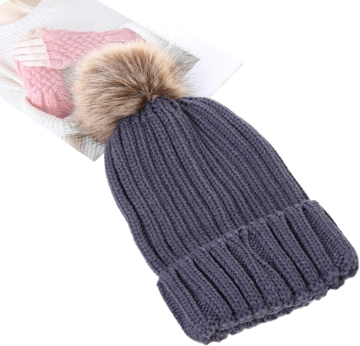 Winter Hats for Women Outdoor Warm Knitted Wool Hat Knitted Skull Ski Cap