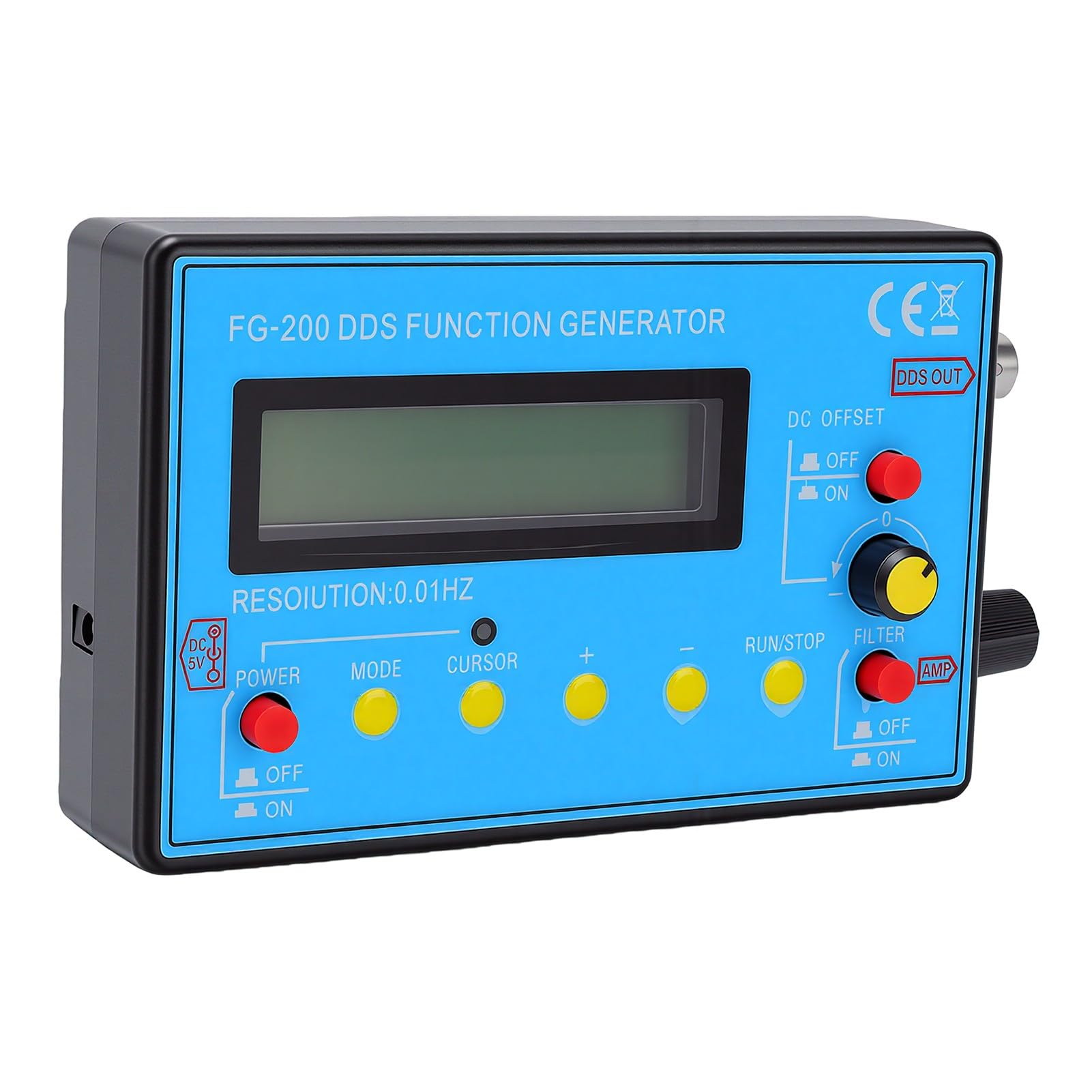 Generador de Señales DDS FG-200, 0.01Hz-500kHz, 15 Formas de