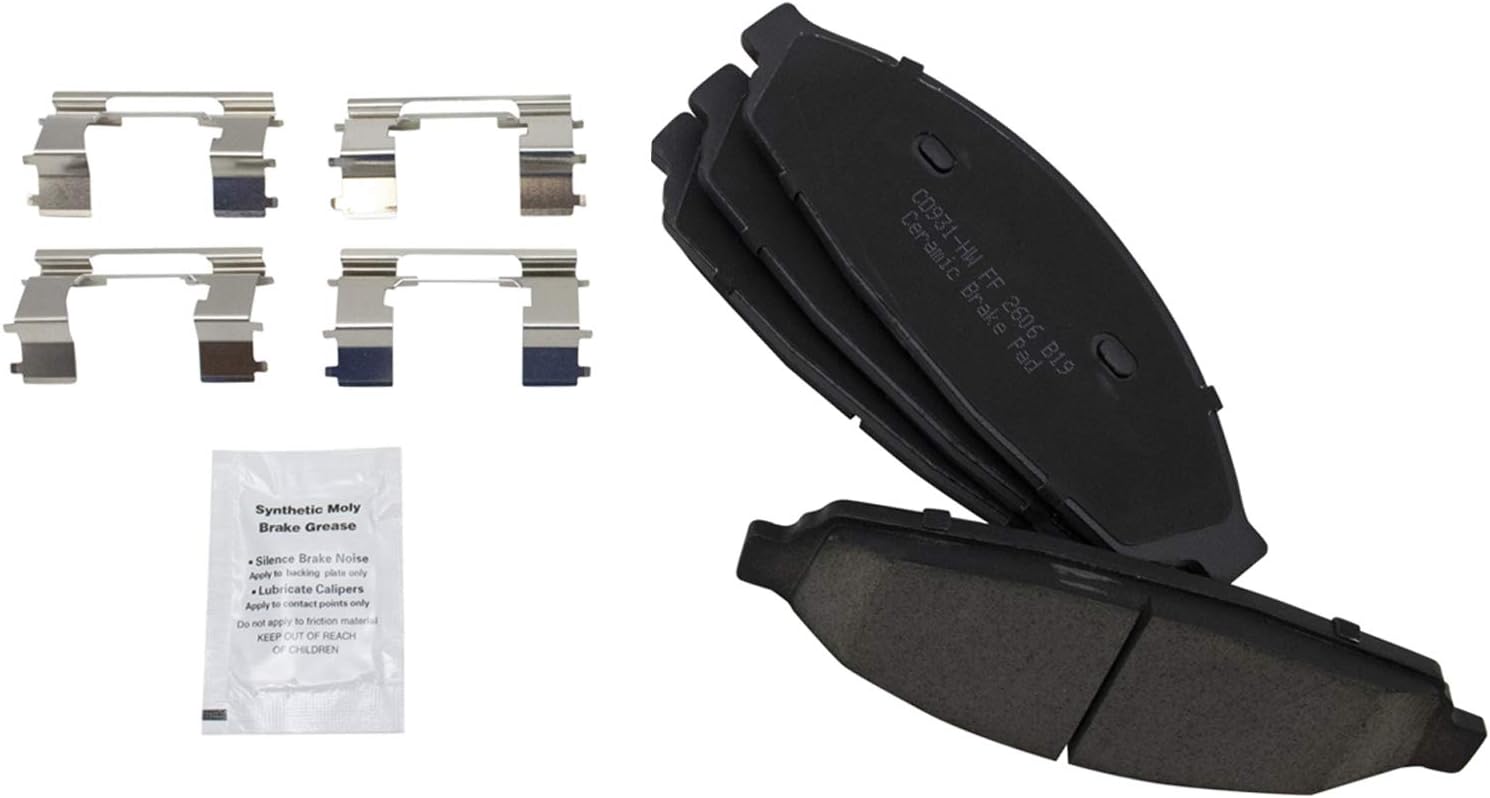 TRQ Front Brake Pads Ceramic Compatible with 2003-2011 Ford Crown Victoria Lincoln Town Car Mercury Grand Marquis 2003-2004 Marauder