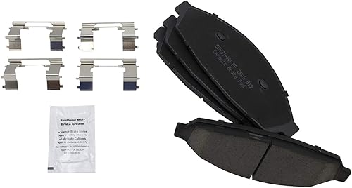 Miniatura 4 de TRQ Kit de pastillas de freno delanteras y traseras y rotores de cerámica perforada con revestimiento en G premium compatible con Ford Crown