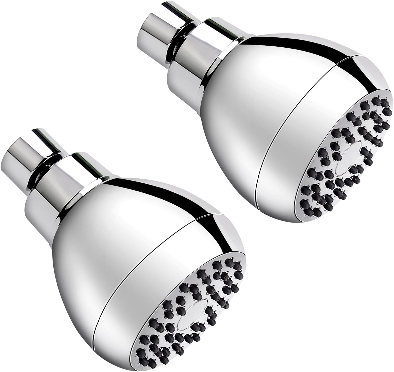 AISOSO High Pressure Shower Heads, 2PCS Showerheads 3 Inches with 360 Rotation and Silicone Nozzles for Strong Spray Relaxing and Comfortable Shower, Chrome