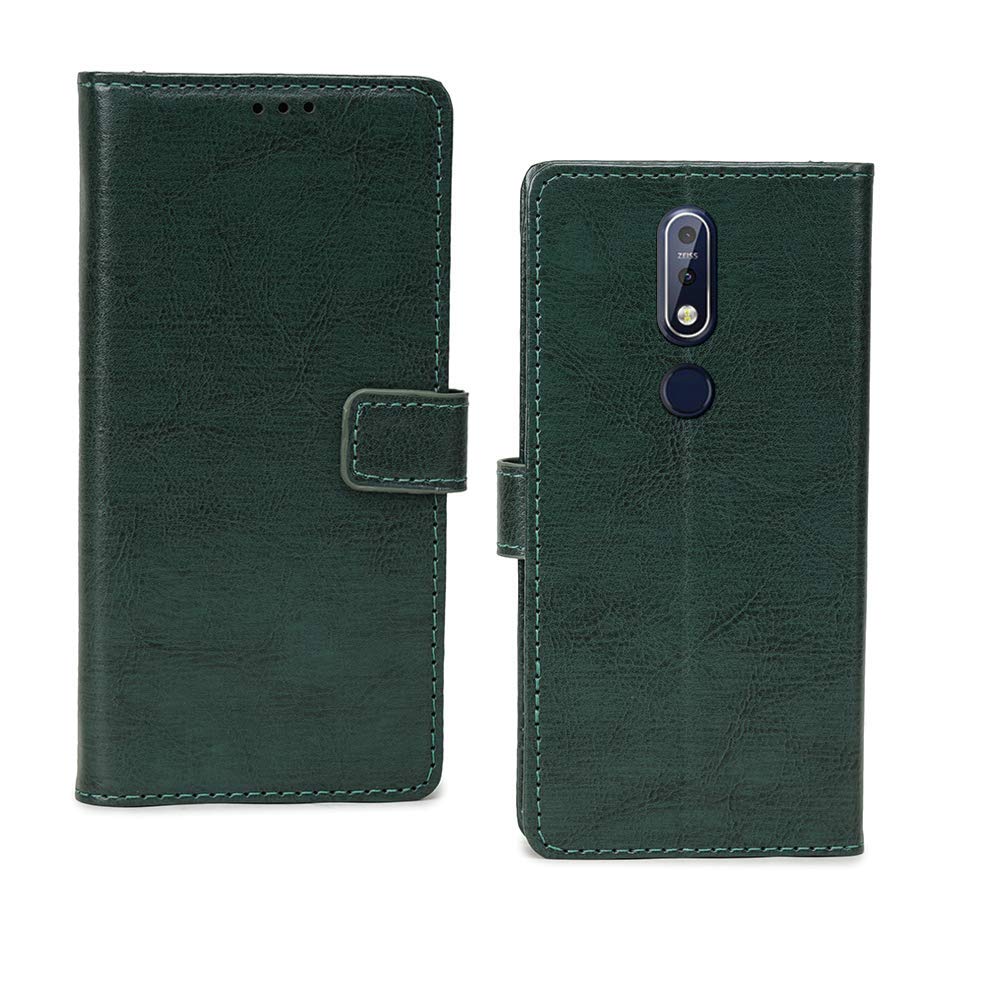 Pinaaki Enterprises Nokia 7.1 Flip Case | Premium Leather Finish | with Card Pockets | Wallet Stand |Complete Protection Flip Cover for Nokia 7.1 - Vintage Green (B08ZL6JZW9) Amazon Price History, Amazon Price Tracker