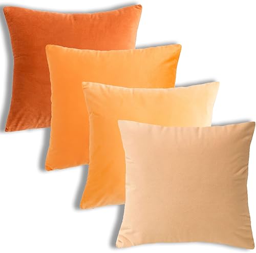 Vista 32 de Yonous Juego de 4 fundas de almohada cuadradas suaves de terciopelo verde degradado, fundas de cojín cuadradas suaves de alta calidad, almohadas