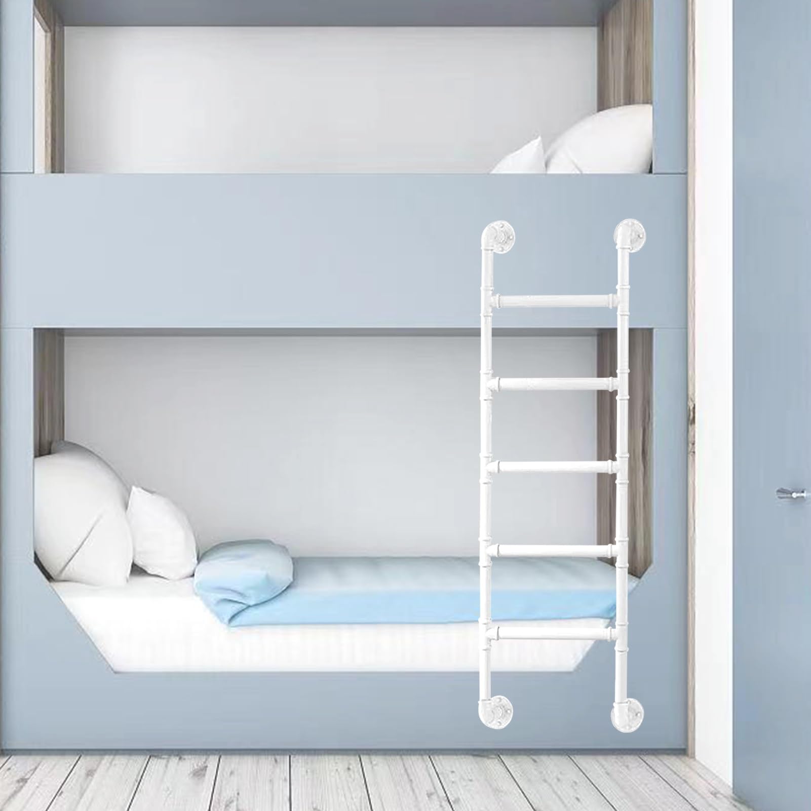 MSHGSKU Heavy Duty Wall Mounted Metal Bunk Bed Ladder for Loft Climbing 9.8ft Fire Escape Ladder with 8 Rungs Basement Egress Window Well Ladder (131cm/52in)