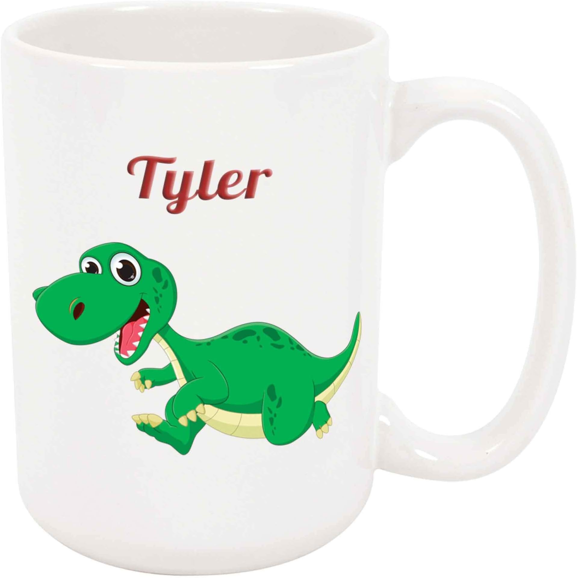 Tyler Coffee Mug - Personalized Dinosaur Ceramic Cup with Name, Customized Gift Idea for Men/Boys, Custom Unique Birthday/Christmas/Holiday Present for Adults/Kida, 11 Oz